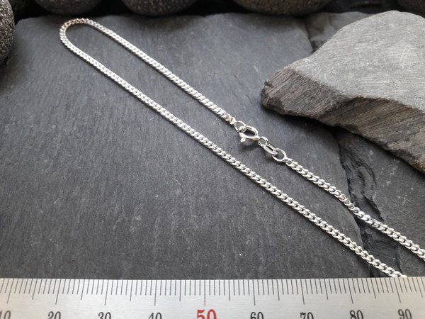 Halskette - 2,1 mm Flachpanzerkette in 925er Silber (HK-FP/2,1)