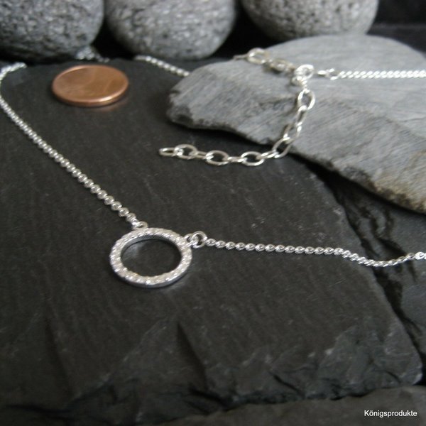 Circle of life Halskette in 925er Silber mit Zirkonia besetzt, Länge 42+5 cm (COL-HK19)