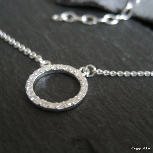 Circle of life Halskette in 925er Silber mit Zirkonia besetzt, Länge 42+5 cm (COL-HK19)