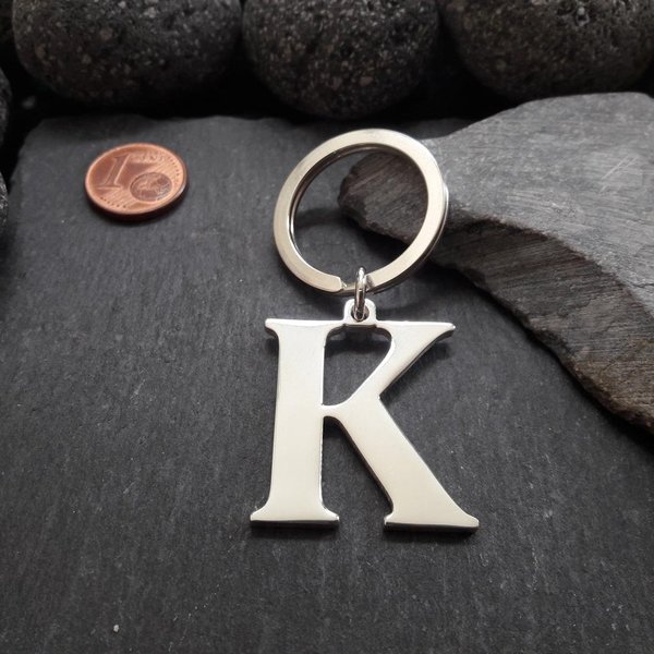 Schlüsselanhänger mit Wunschbuchstabe in 925er Silber, Schlüsselring, A bis Z (SA-01)