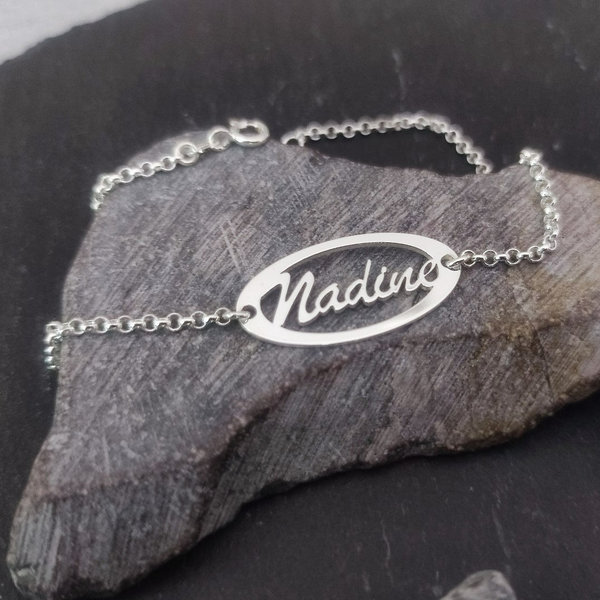Namensarmband "Nadine" in 925er Silber, Länge: 18 cm